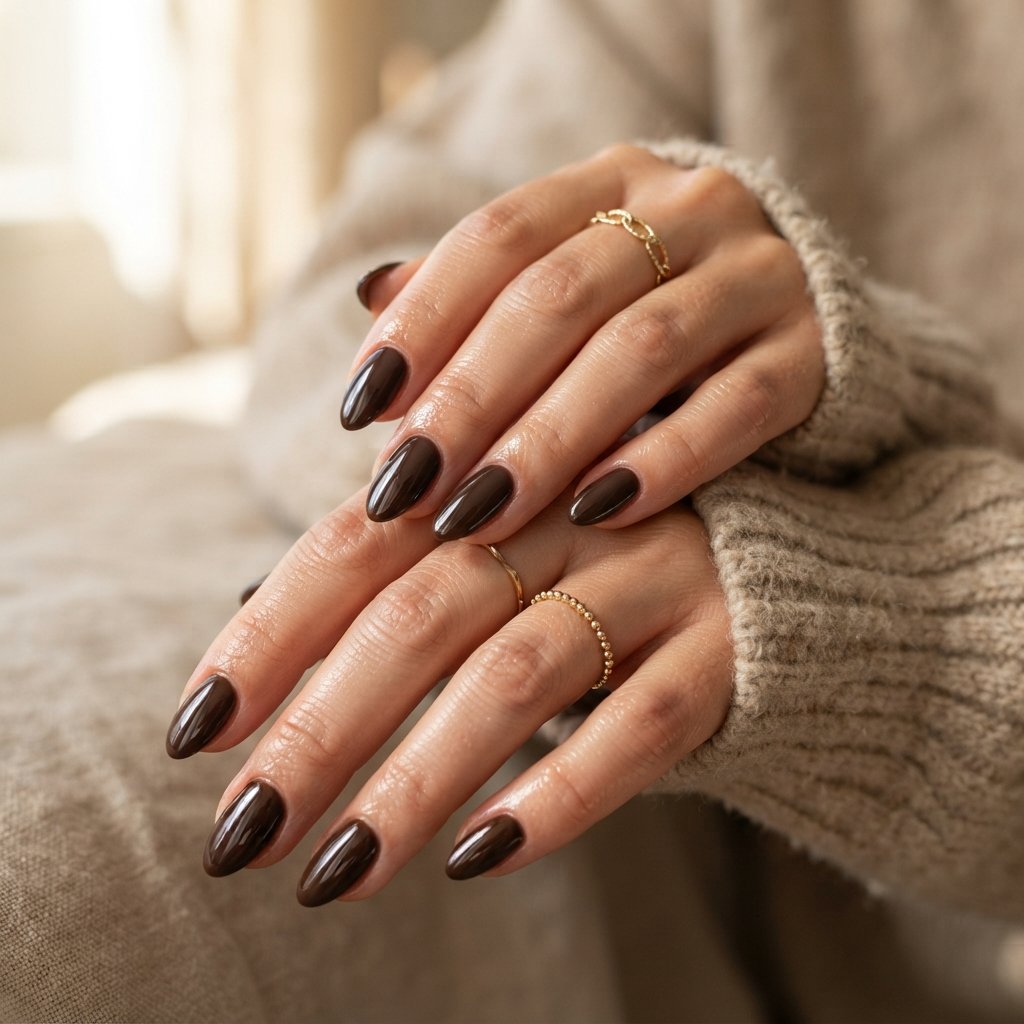 Glossy Espresso Nails