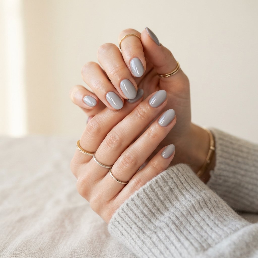 Soft Grey Nails