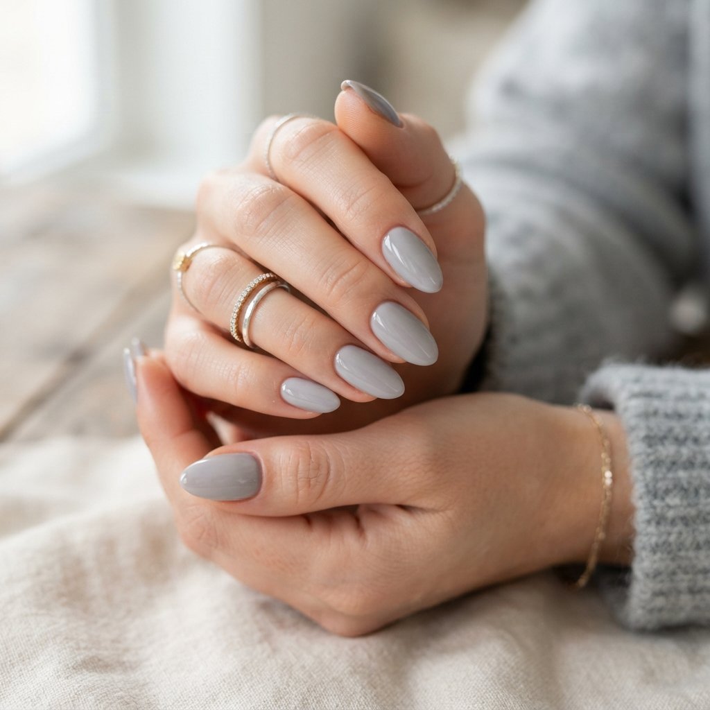 21 September Almond Nails That Make Your Hands Look Elegant 14 Soft Grey Almond Nails