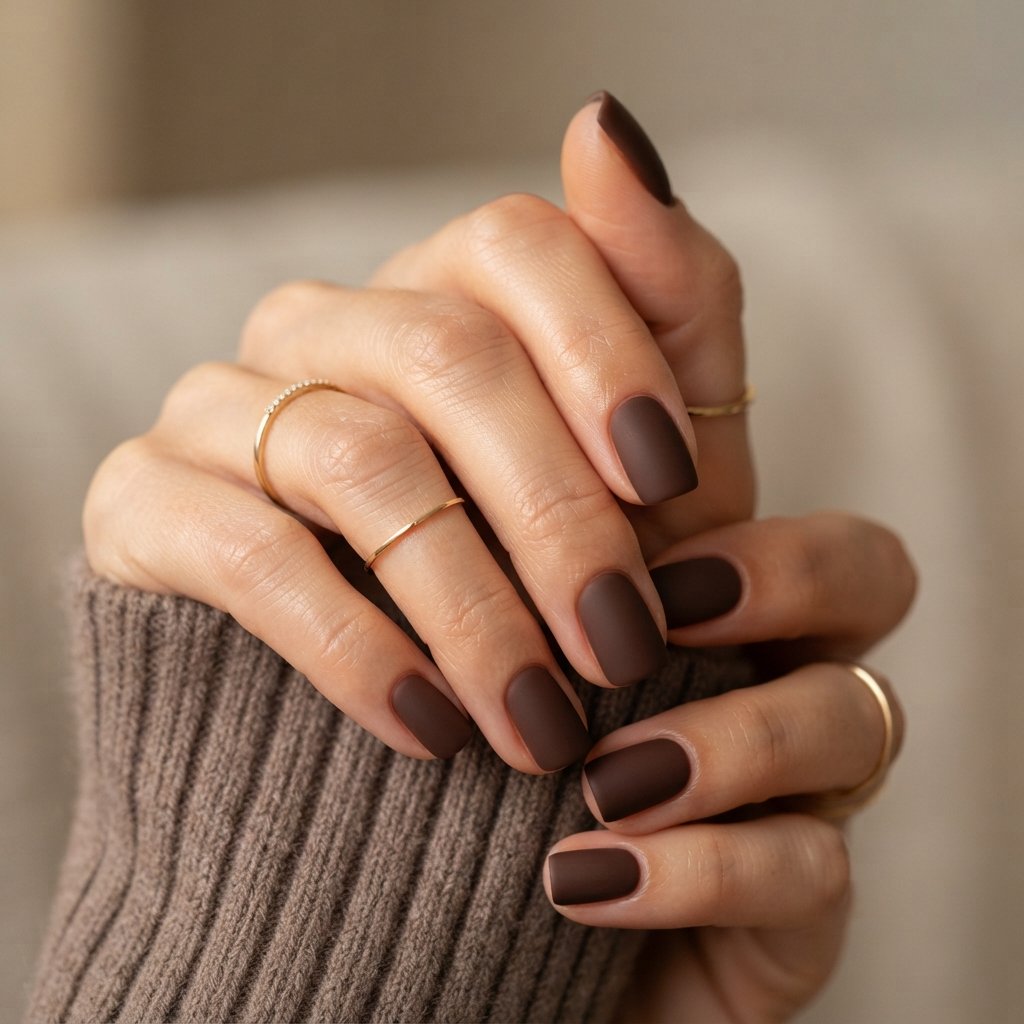Matte Chocolate Square Nails