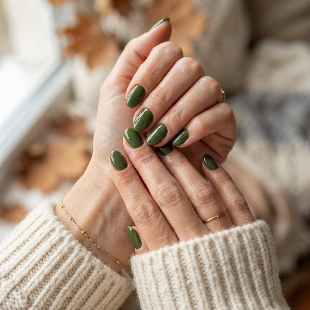 Moss Green Nails