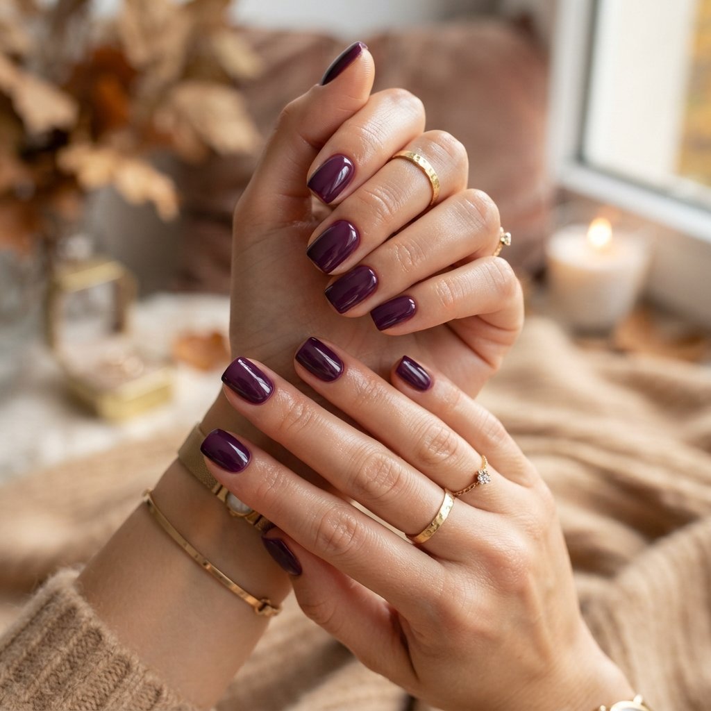 19 Short Square September Nail Designs That Look So Chic 18 Plum Purple