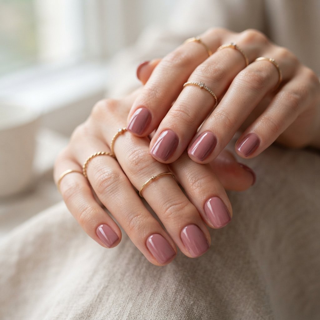 19 Short Square September Nail Designs That Look So Chic 9 Dusty Rose Polish