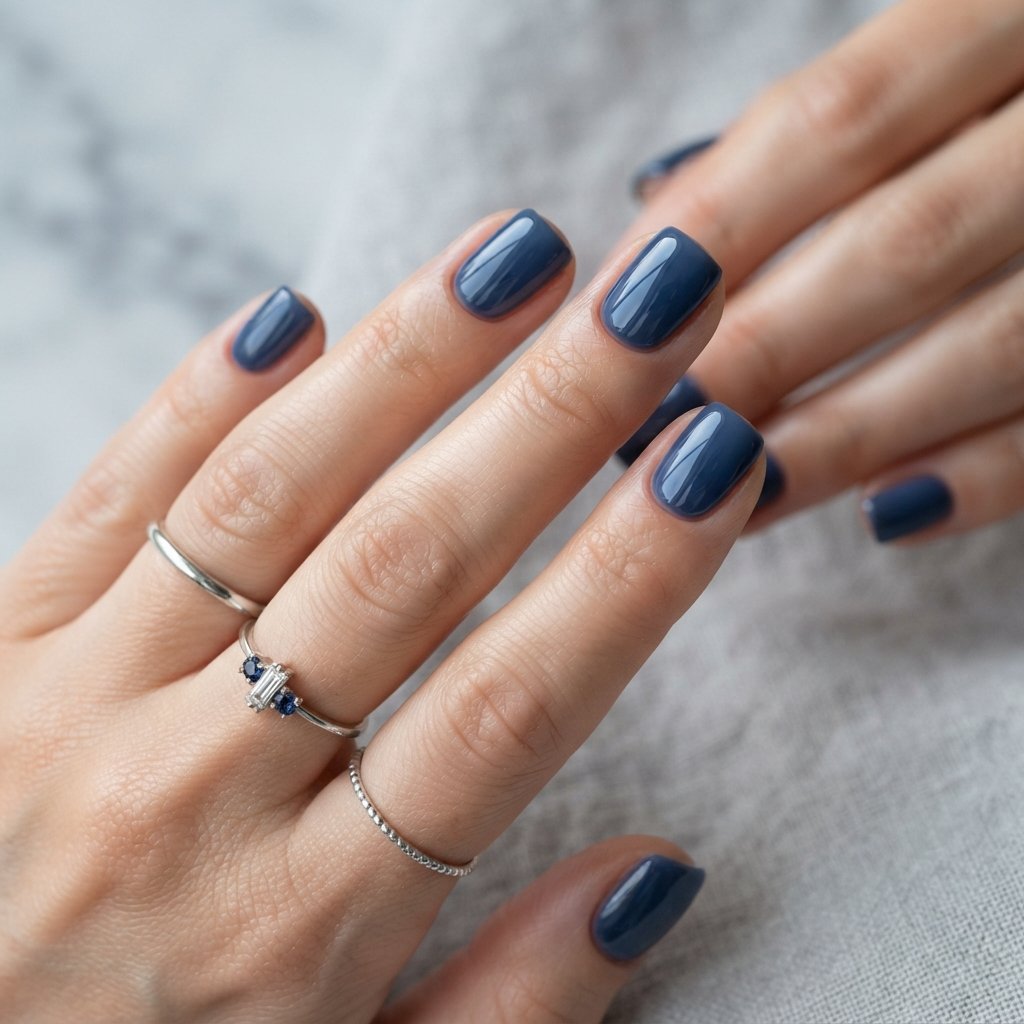 19 Short Square September Nail Designs That Look So Chic 13 Smoky Blue