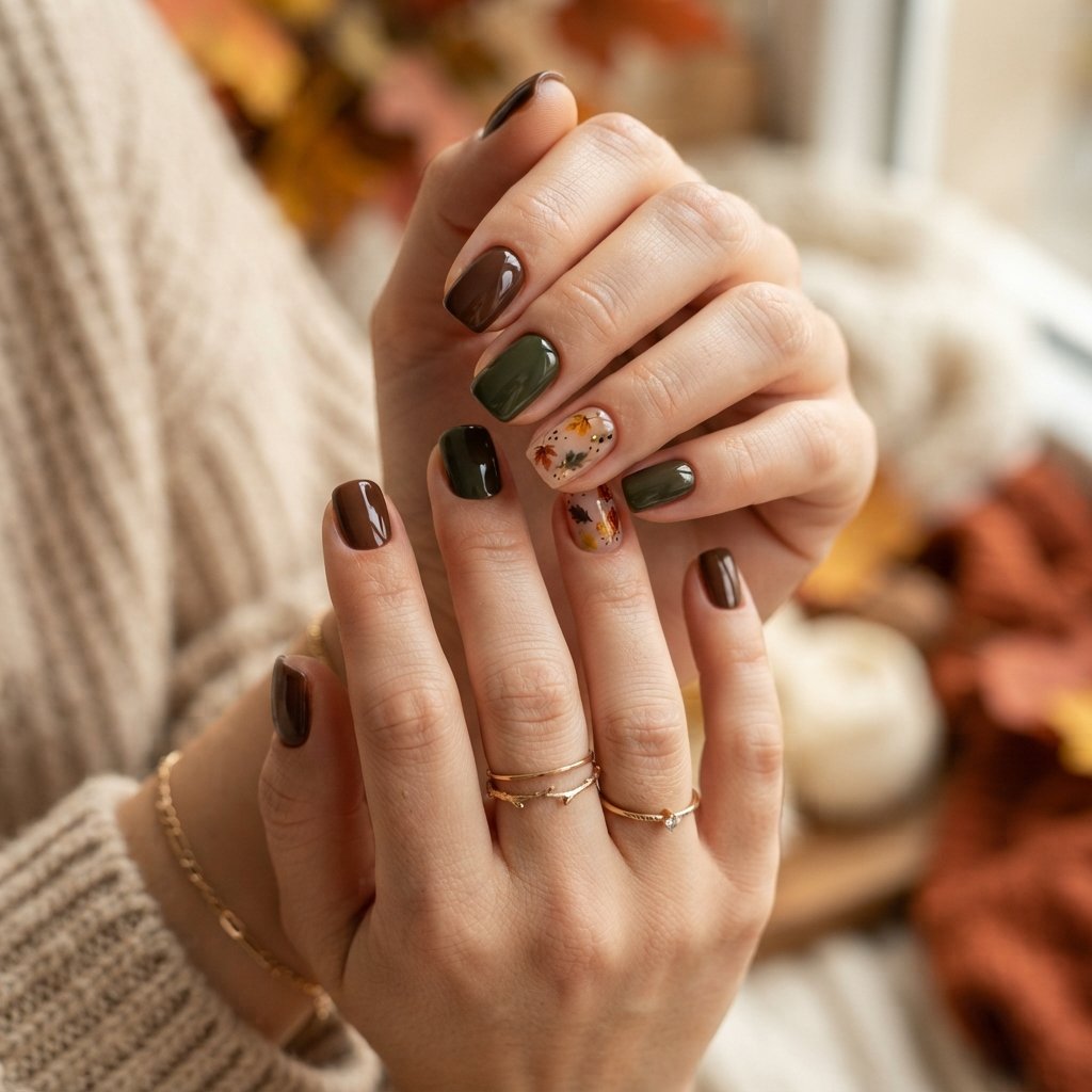 19 Short Square September Nail Designs That Look So Chic 20 Minimal Autumn Accent