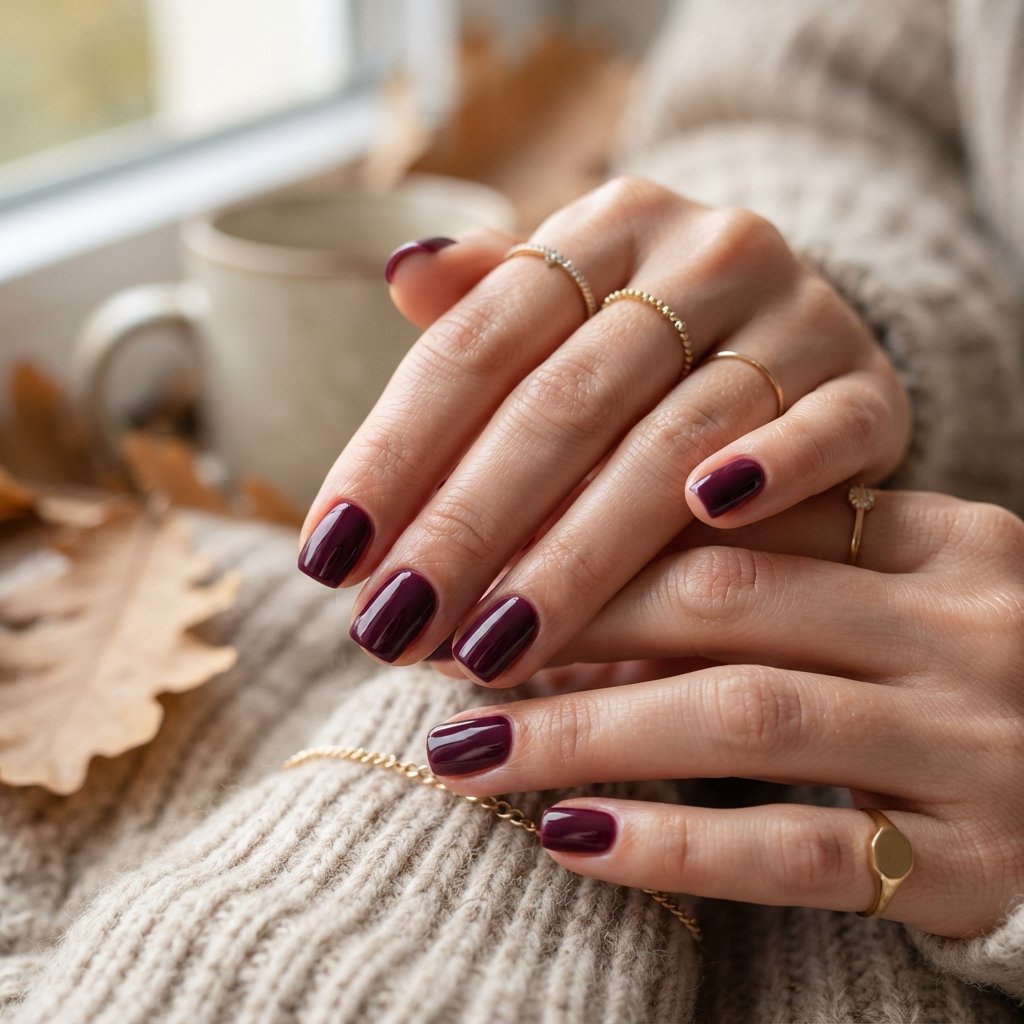 19 Short Square September Nail Designs That Look So Chic 5 Deep Berry Finish