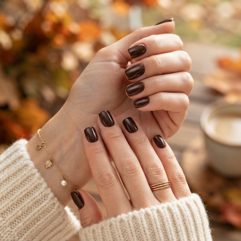 19 Short Square September Nail Designs That Look So Chic 10 Espresso Brown
