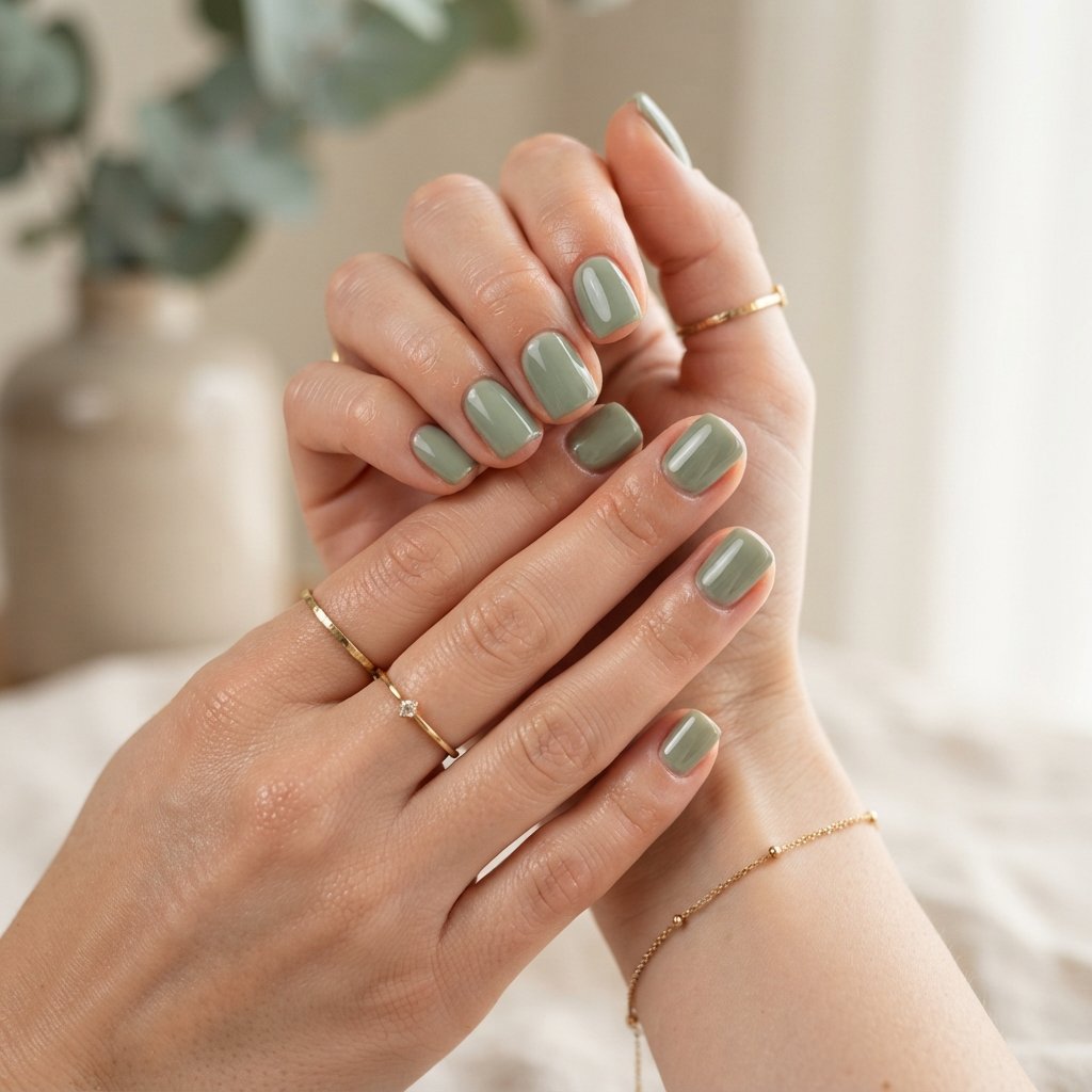 19 Short Square September Nail Designs That Look So Chic 16 Sage Green