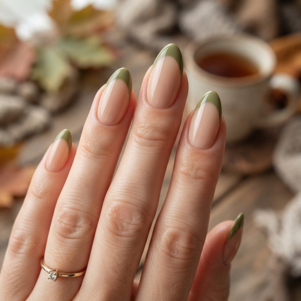 23 Simple Fall Nail Designs That Look Effortlessly Chic 18 Olive French Tips
