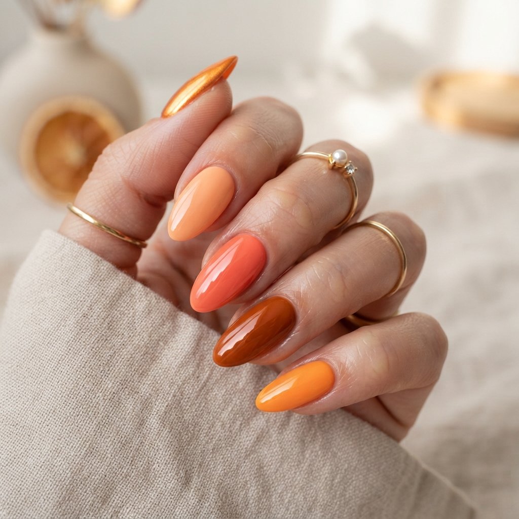  Timeless Orange Aesthetic Nails