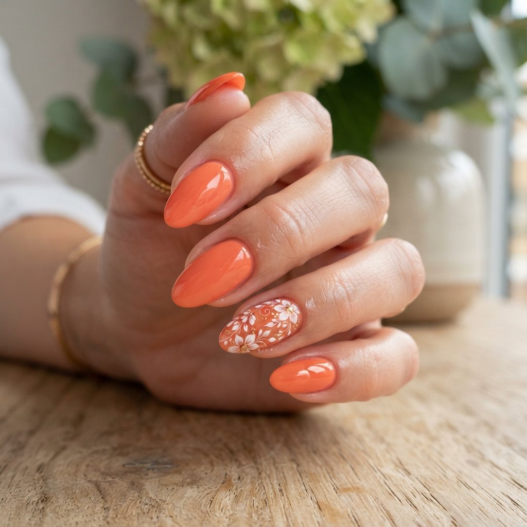  Orange Floral Accent