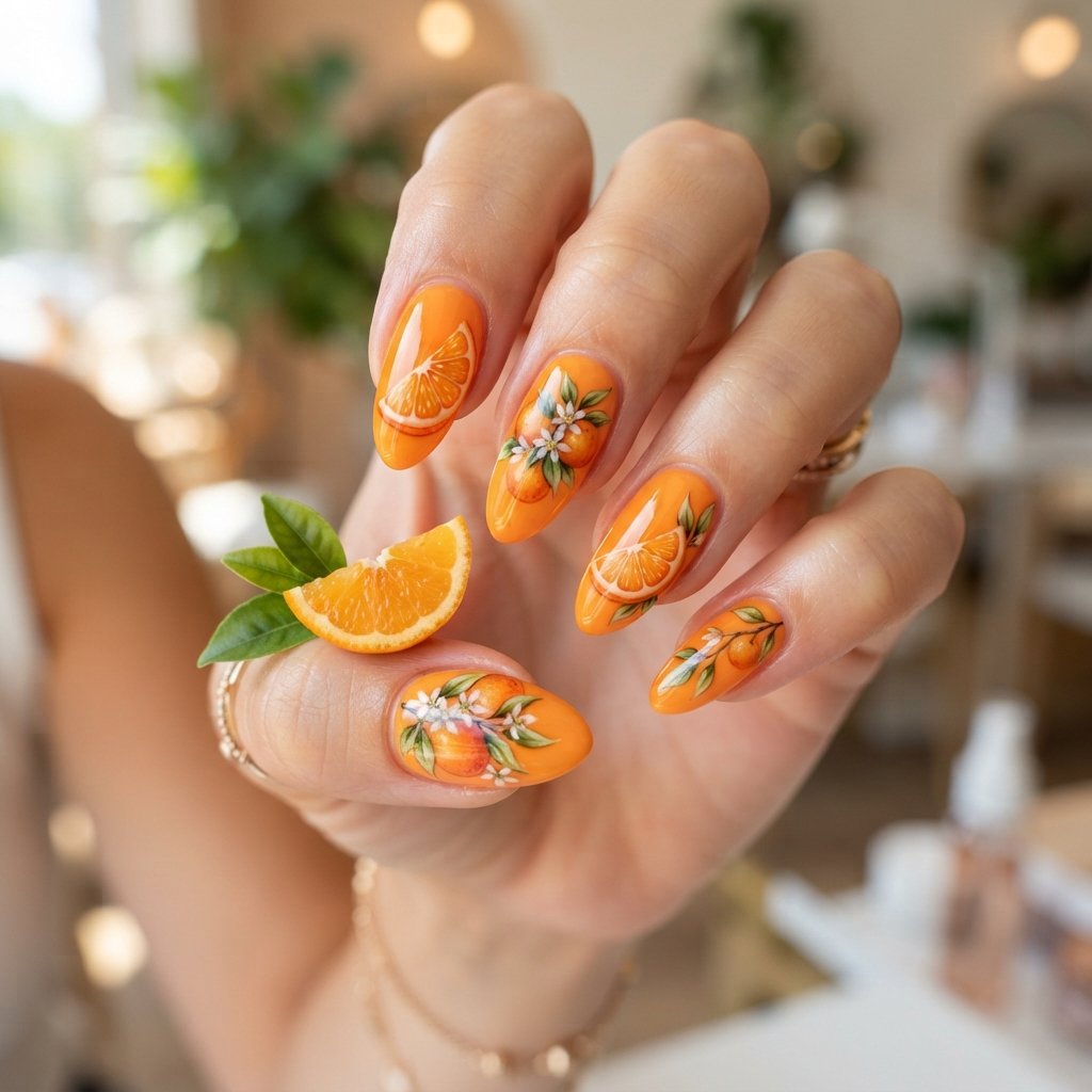 Classic Orange Fruit Nails