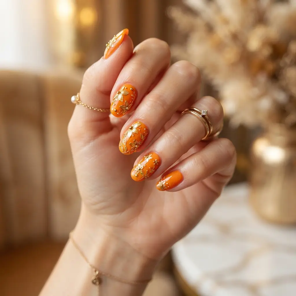 Orange and Gold Floral Art