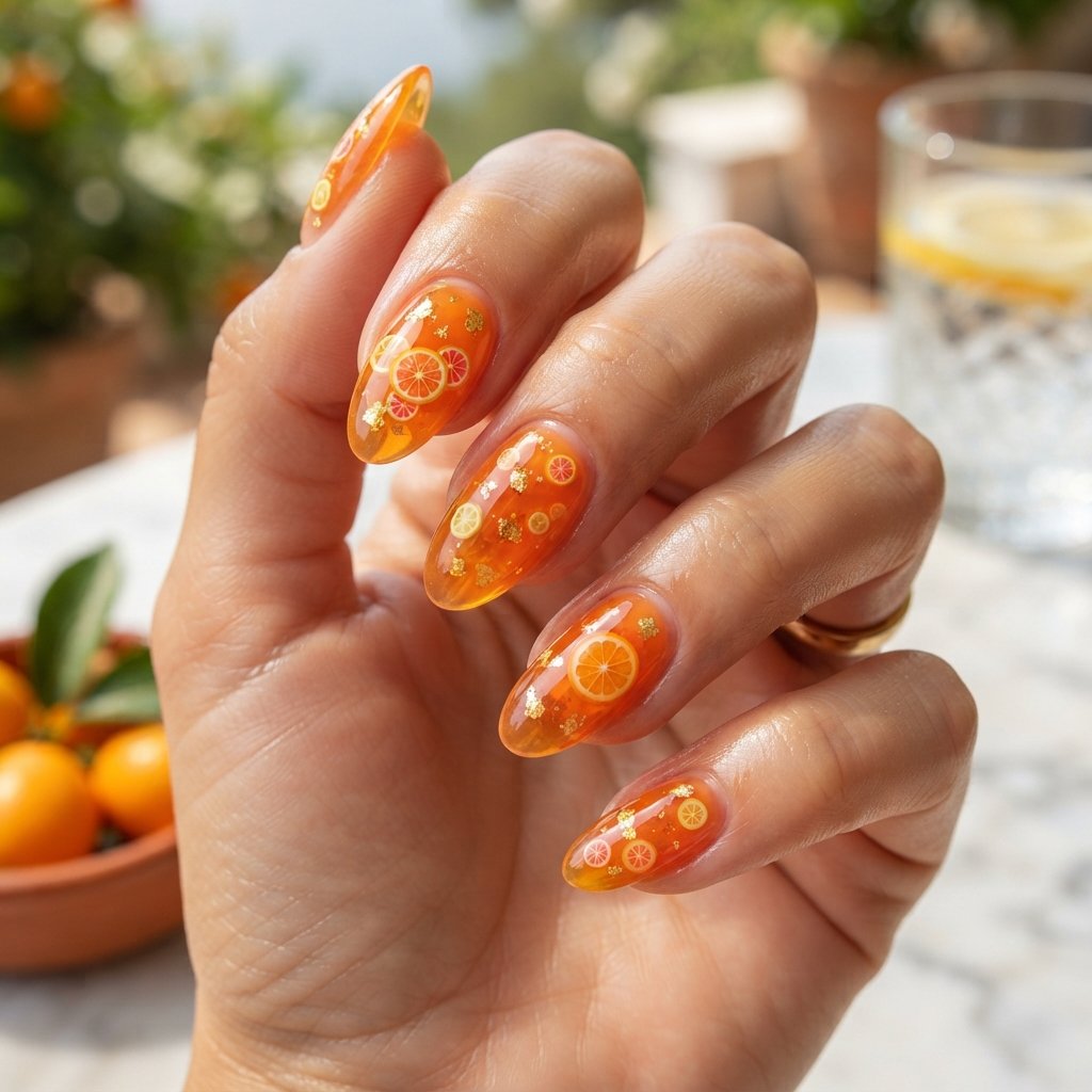  Orange Jelly Nails