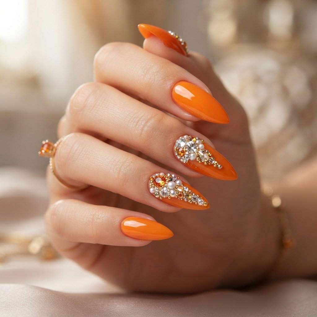  Orange Jewel Accent