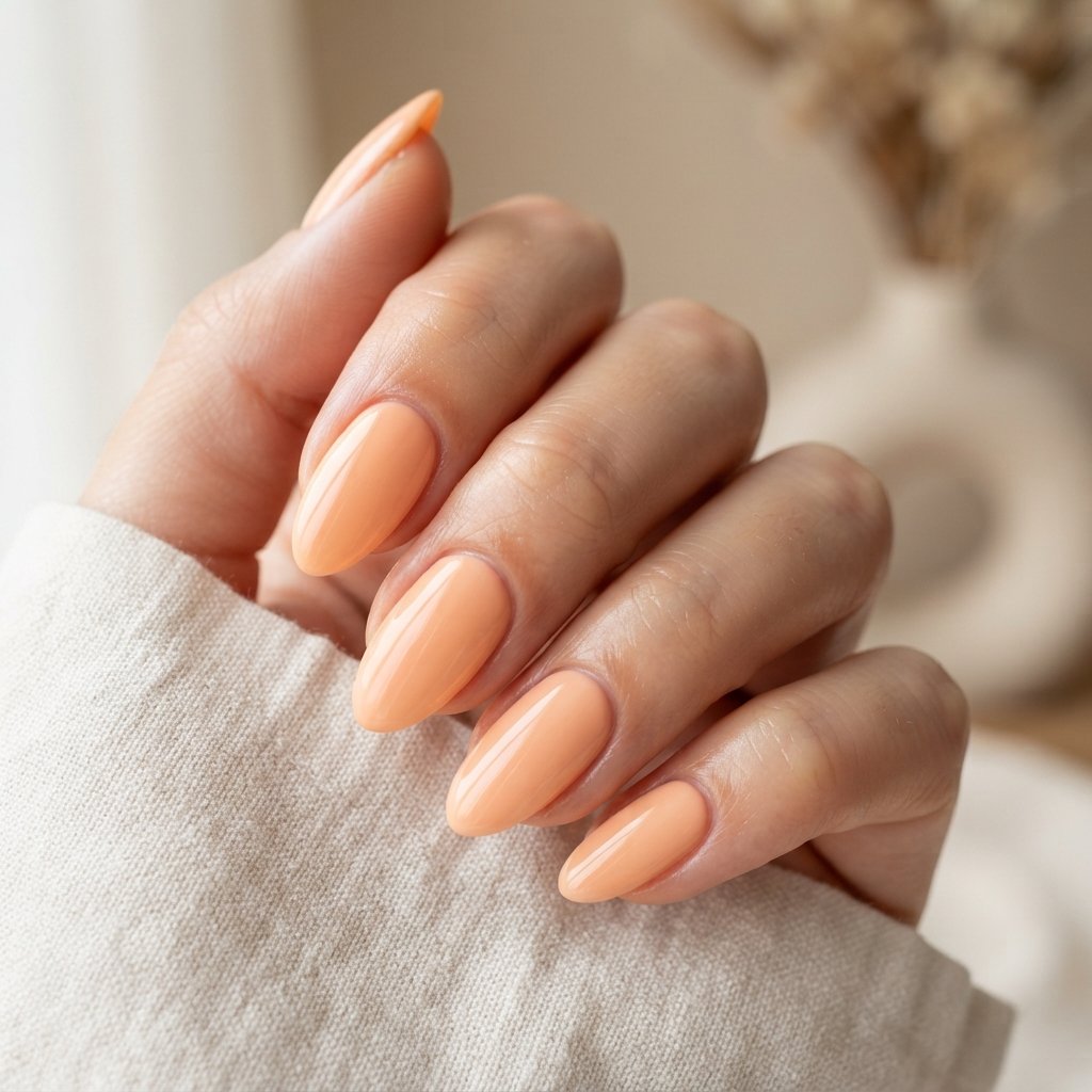 Peach Orange Minimal Nails