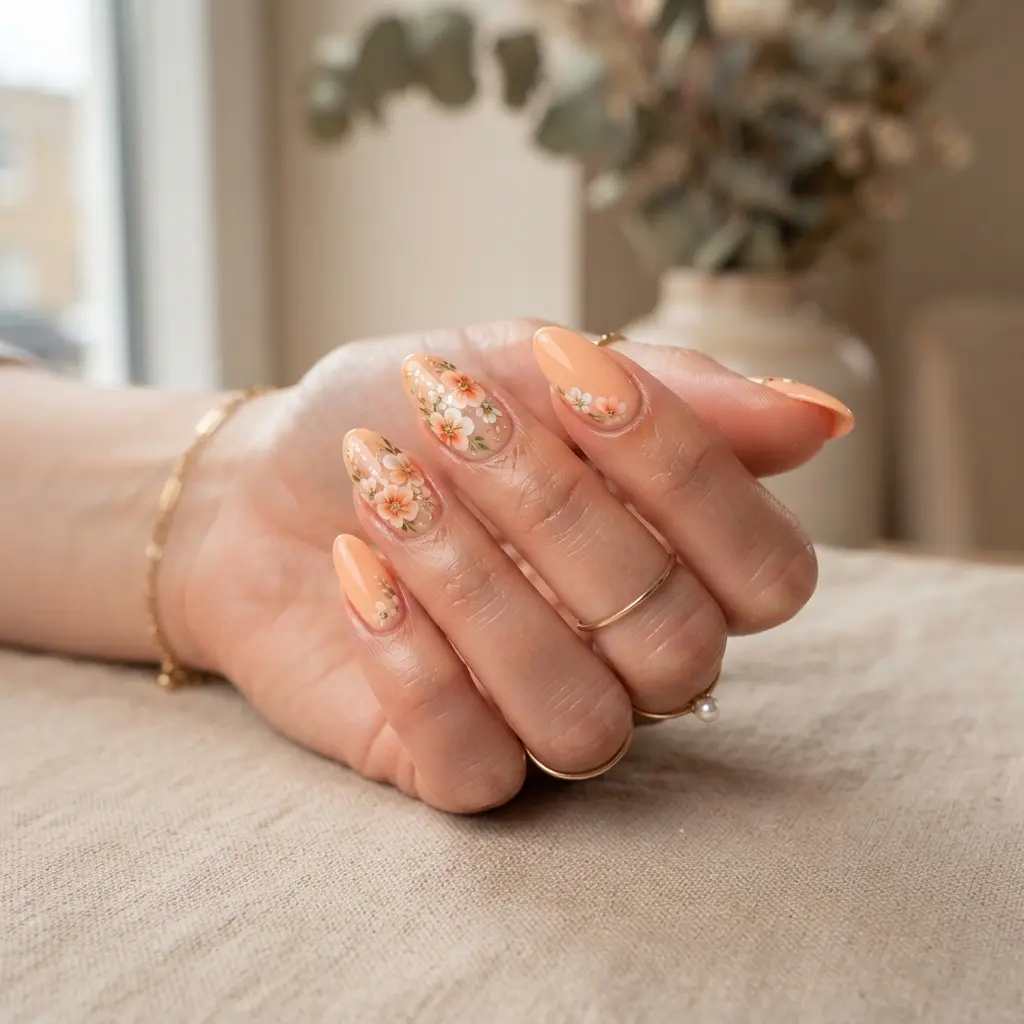 Soft Peach Orange Florals
