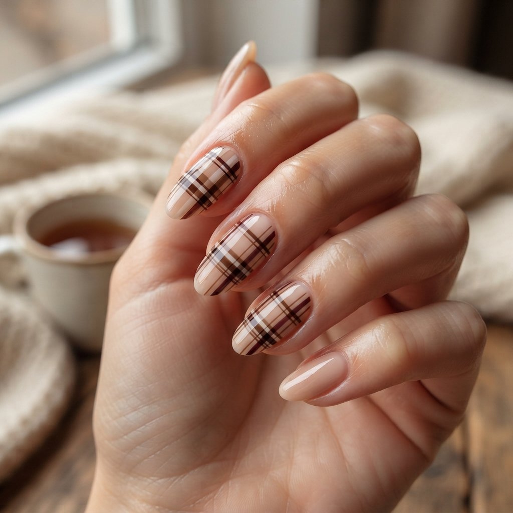 22 Fall Nail Inspiration Ideas You Need to Save Before Your Next Mani 14 Plaid Nail Art