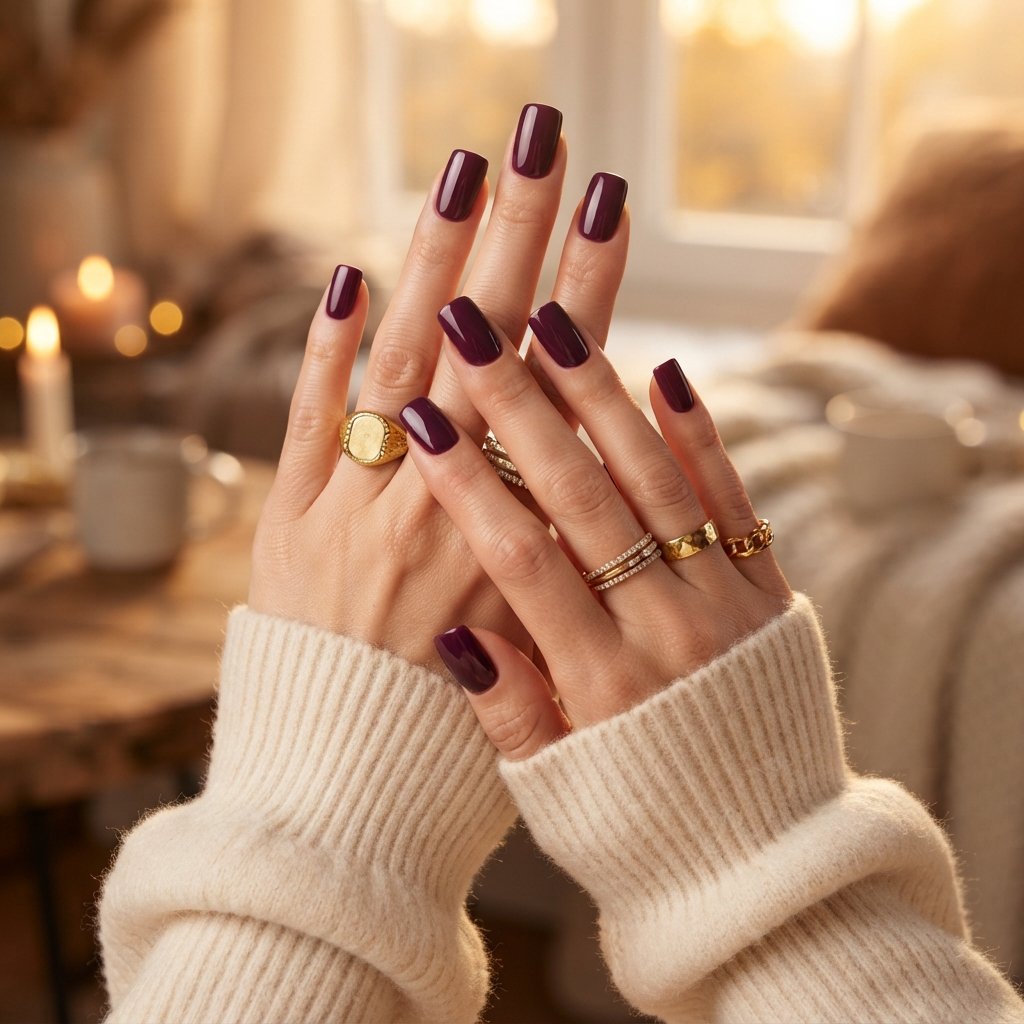 Plum Square Nails