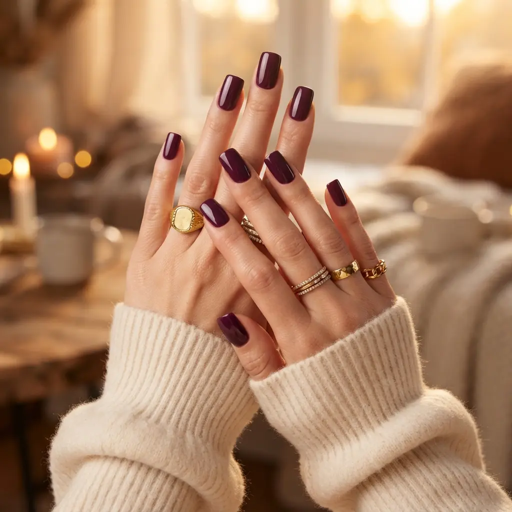 Plum Square Nails
