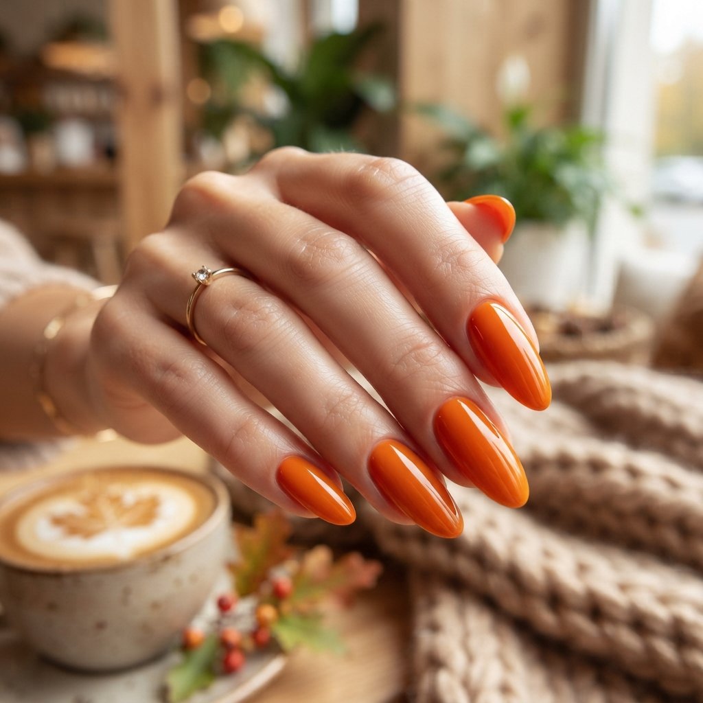 22 Fall Nail Inspiration Ideas You Need to Save Before Your Next Mani 11 Pumpkin Orange Nails