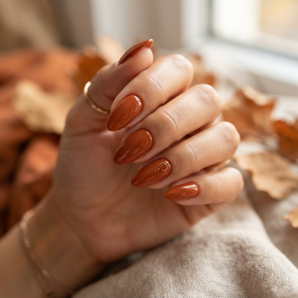 23 Simple Fall Nail Designs That Look Effortlessly Chic 7 Rust Orange Simplicity