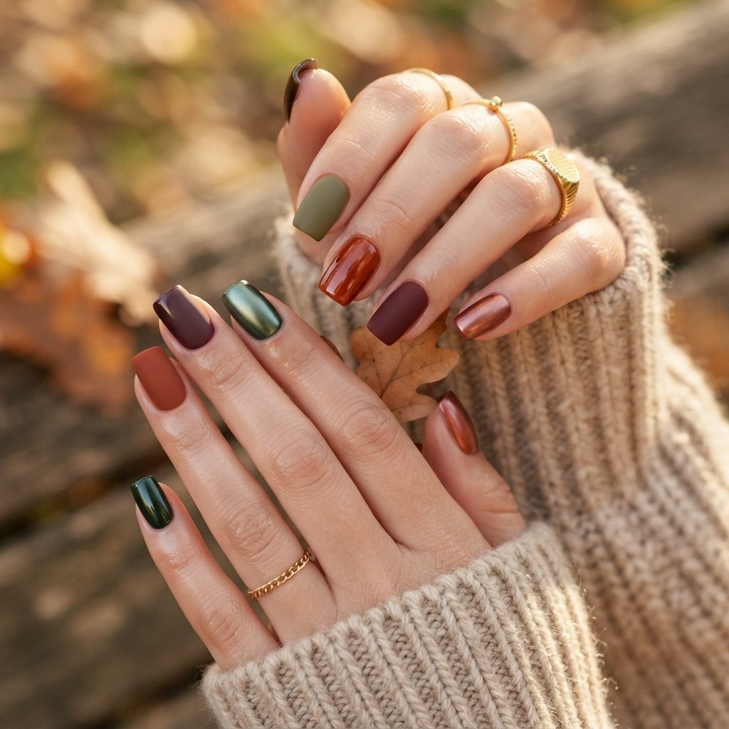 Timeless September Square Nails