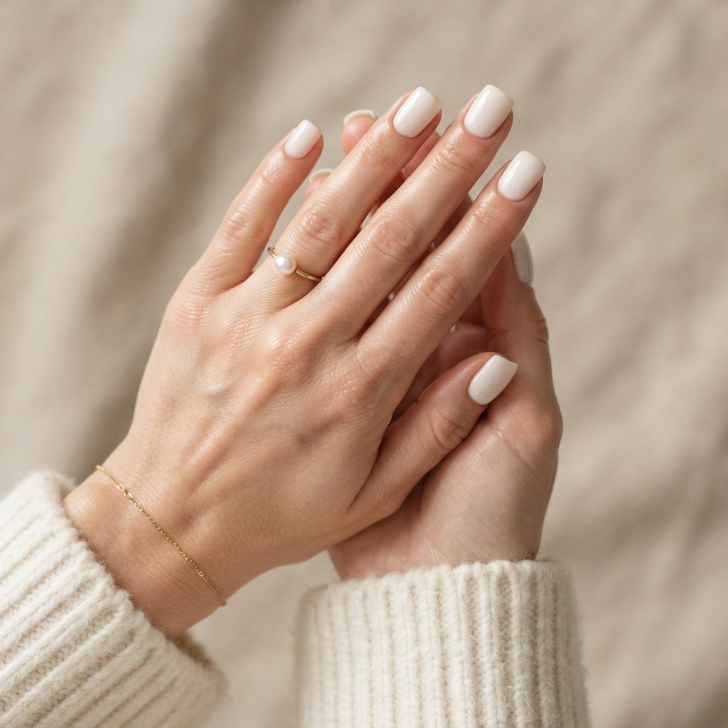 Soft Cream Square Nails