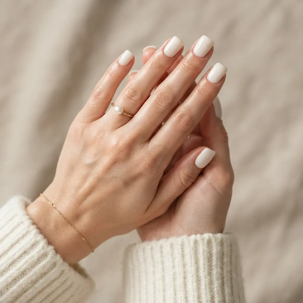Soft Cream Square Nails