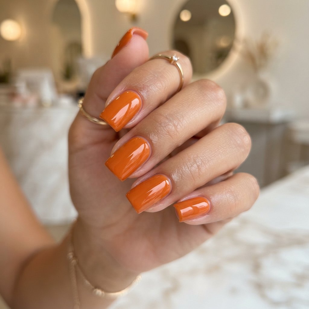 Square Orange Nails
