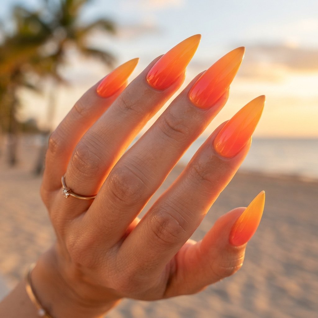 Sunset Orange Nails