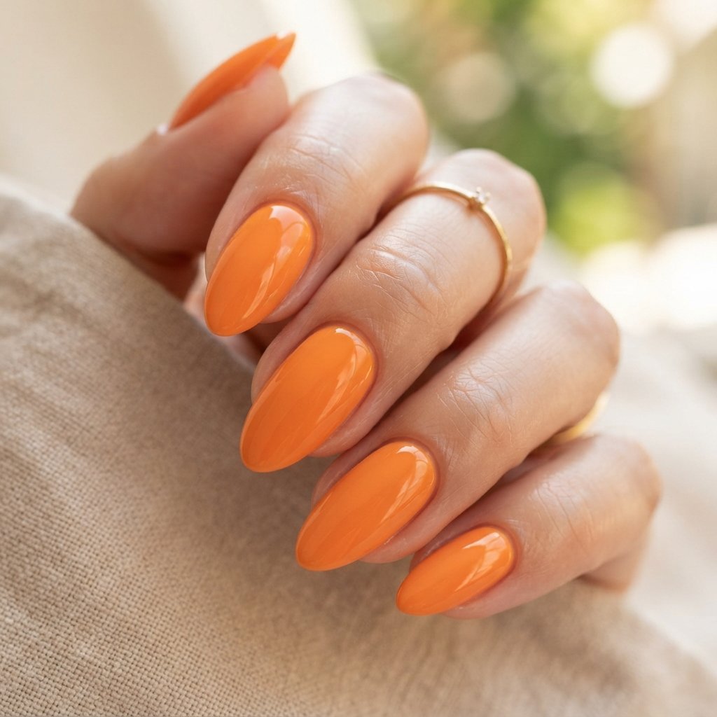  Glossy Tangerine Nails