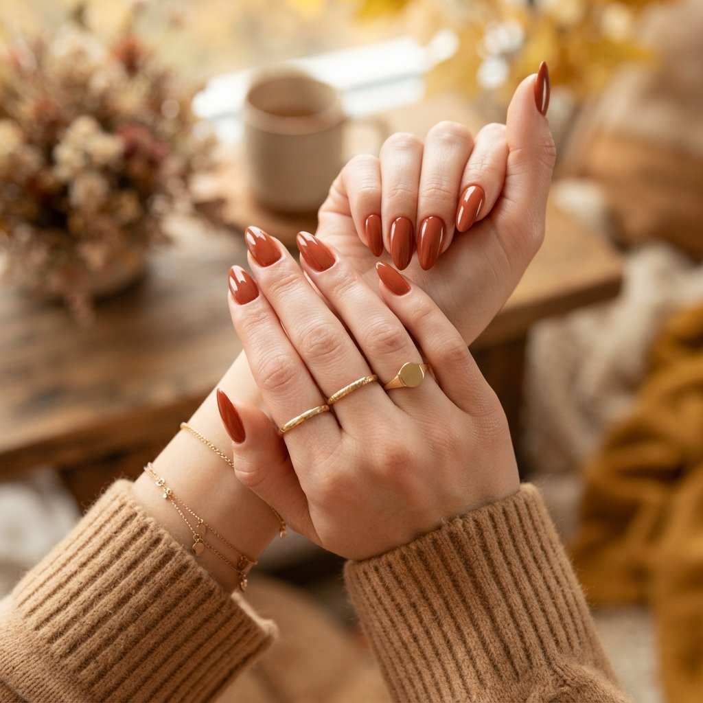 21 September Almond Nails That Make Your Hands Look Elegant 16 Terracotta Almond Nails