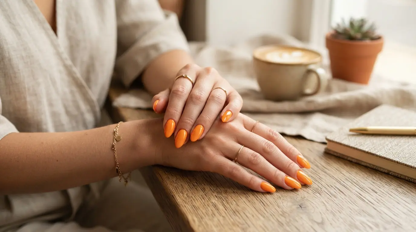 orange nails aesthetic