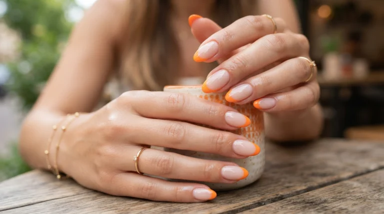 orange nails french tip