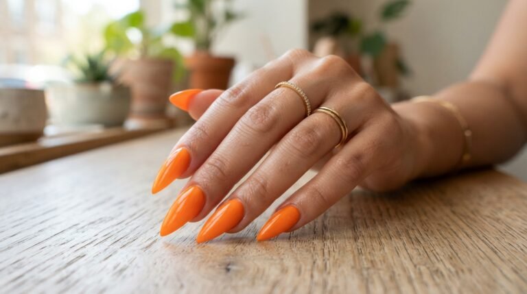 orange nails stiletto