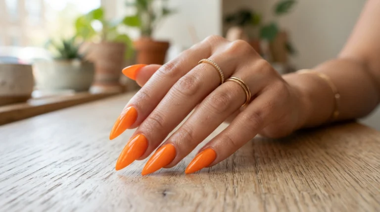 orange nails stiletto