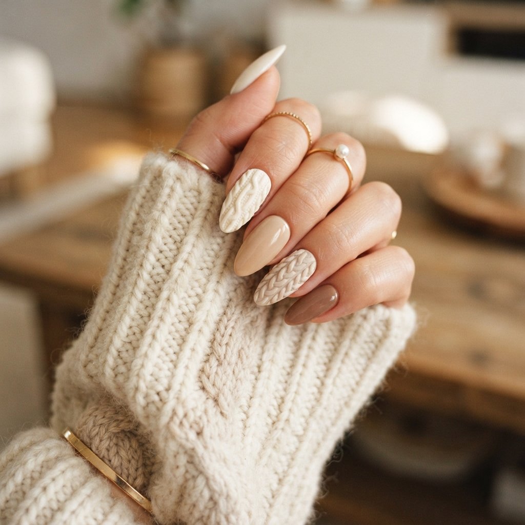 22 Long Fall Nail Designs That Turn Heads Instantly 20 Cozy Sweater Long Nails