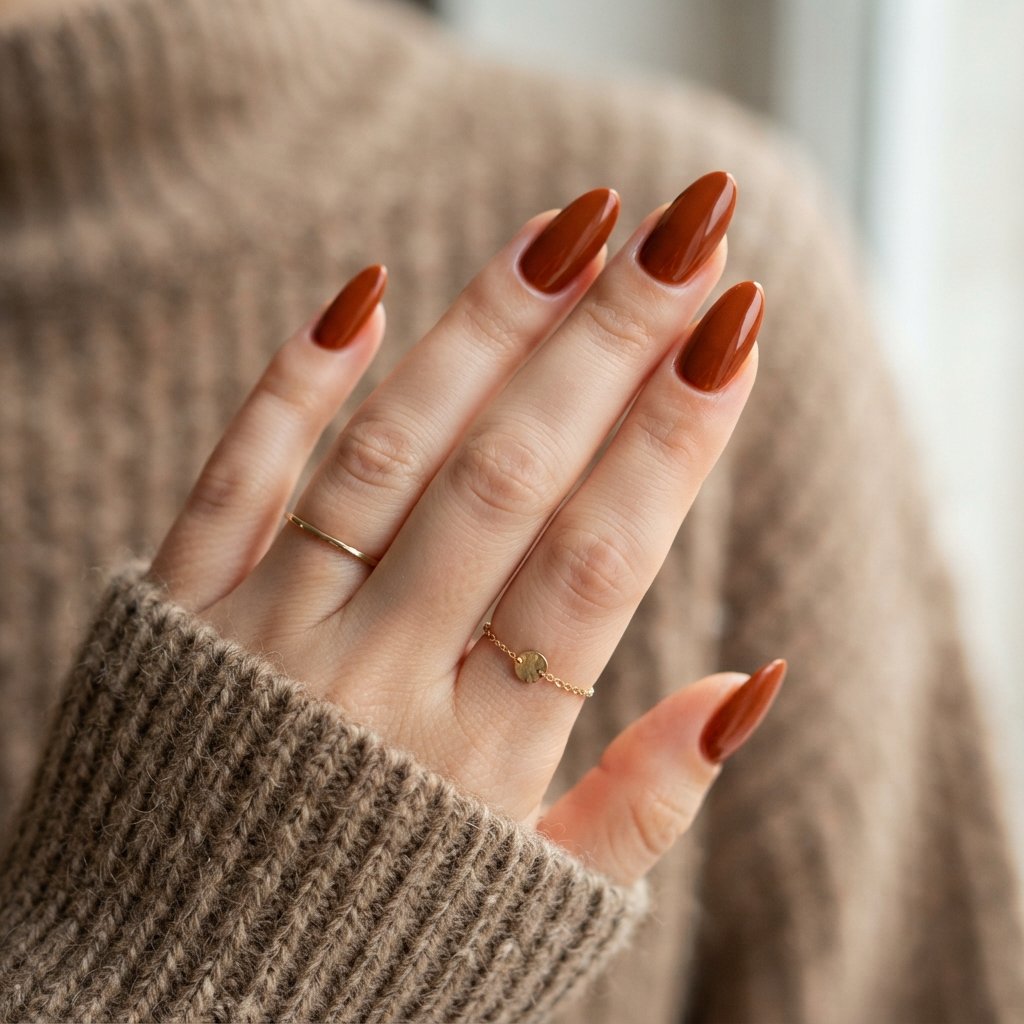 21 Orange Fall Nail Designs That Celebrate Autumn in Style 15 Deep Rust Orange