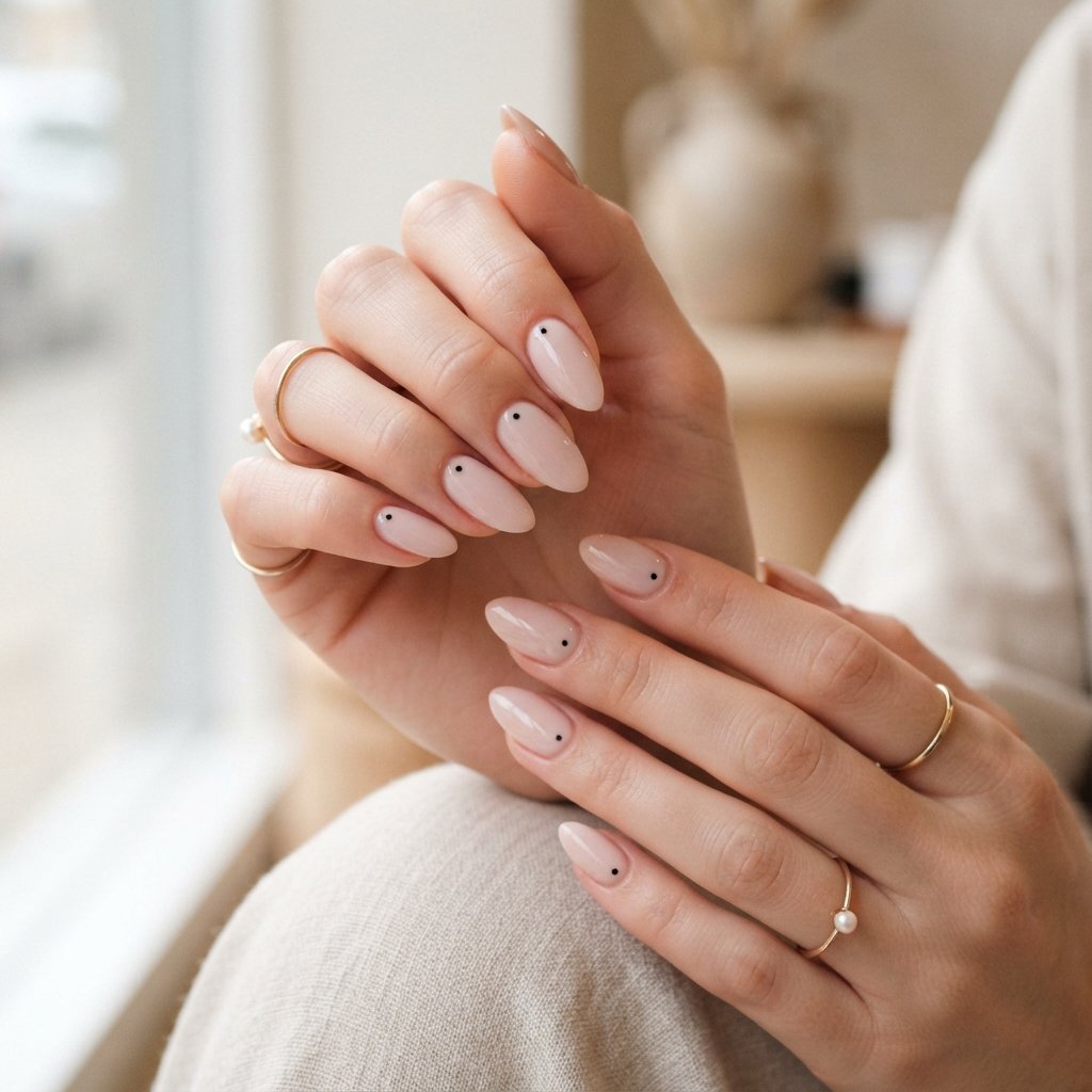  Almond Nails With Tiny Dots
