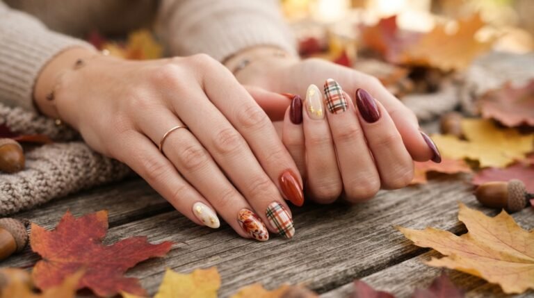 Almond shape fall nail designs