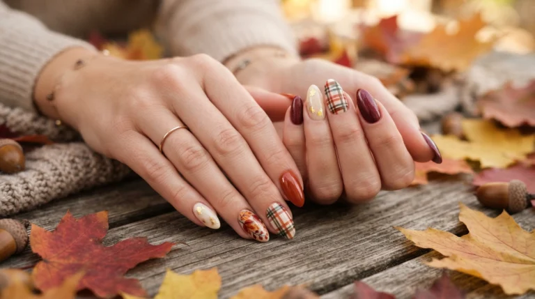 Almond shape fall nail designs