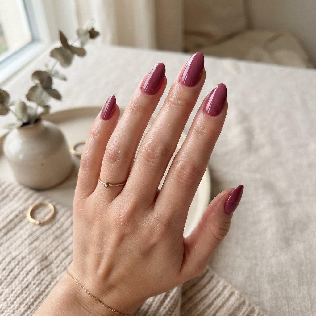 Simple Berry Almond Nails