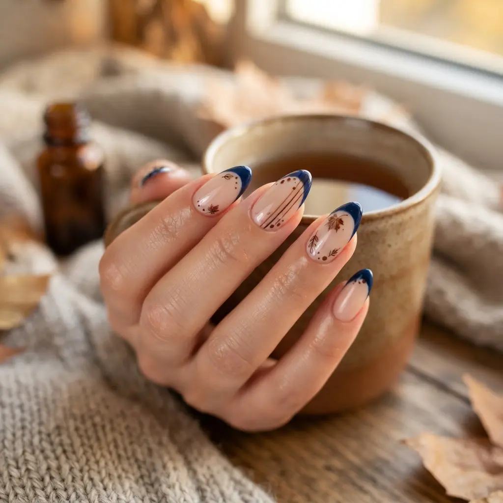  Blue French With Brown Details
