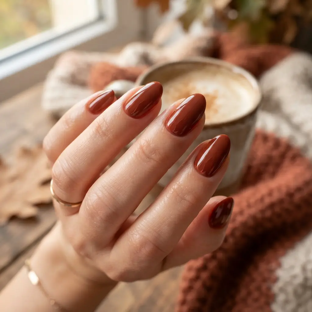 29 Red Fall Nail Designs That Make a Bold Statement 19 Brick Red Nails