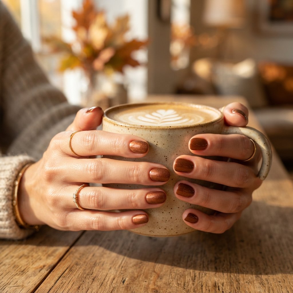 22 Cute Fall Nail Designs Everyone Will Love 22 Bronze Shimmer Nails