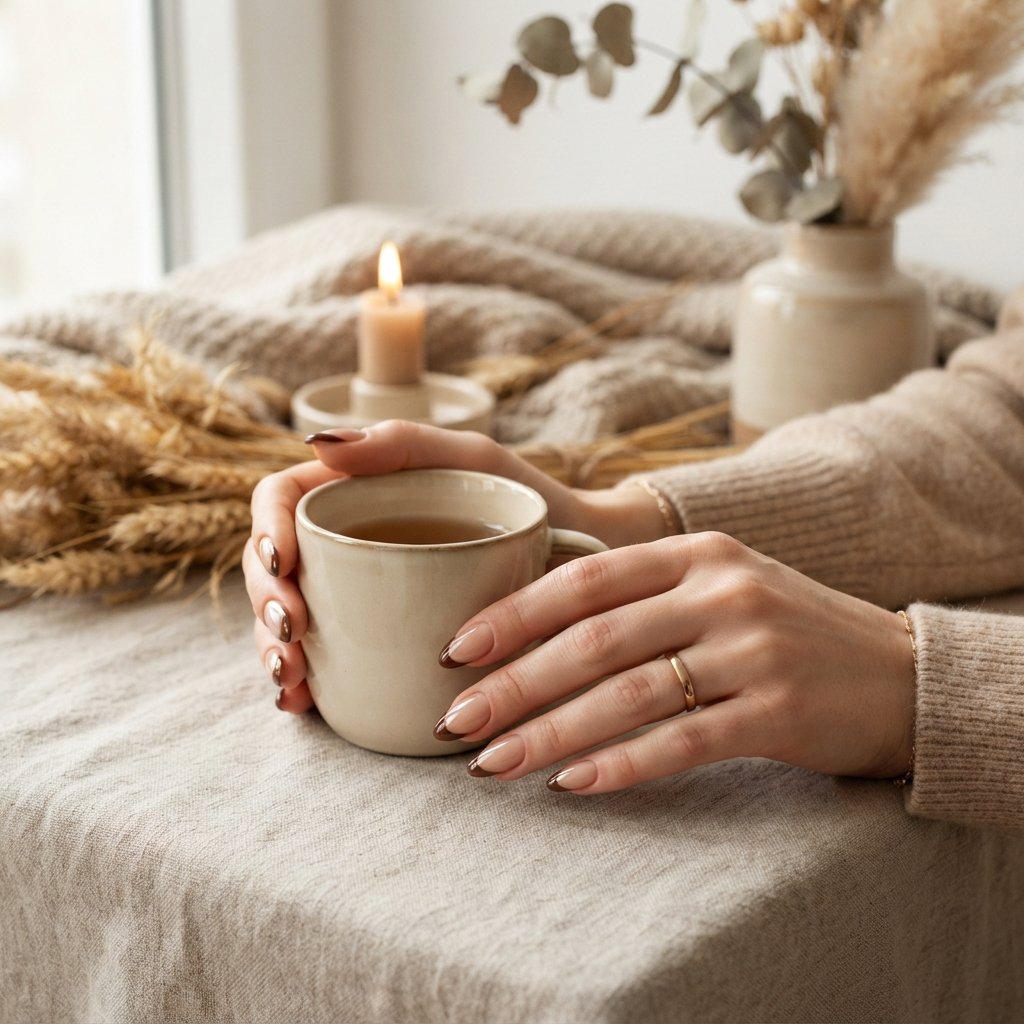 20 Almond Shape Fall Nail Designs That Look Elegant Every Time 9 Brown French Tips