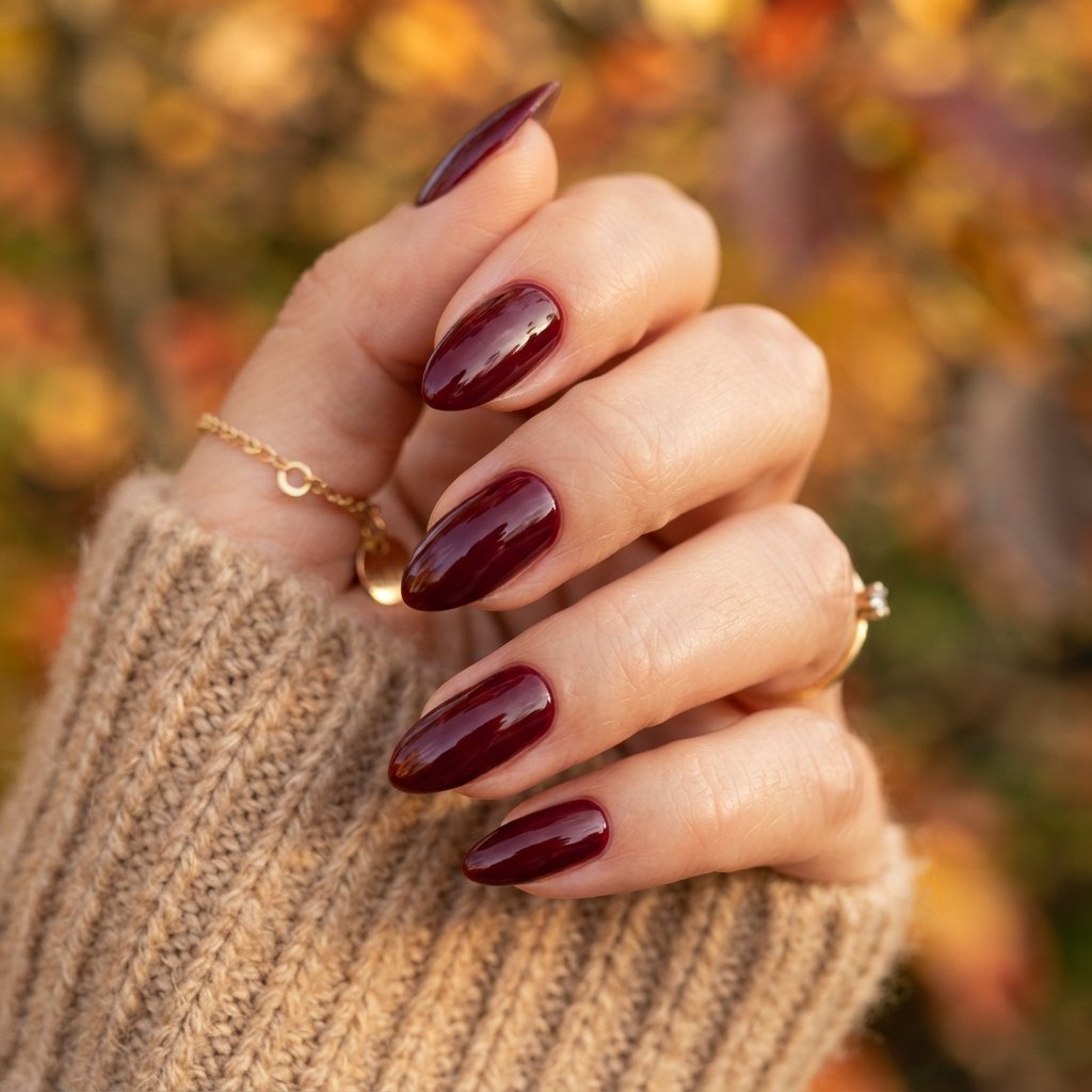 23 Burgundy Fall Nail Designs That Never Go Out of Style 6 Burgundy Almond Nails