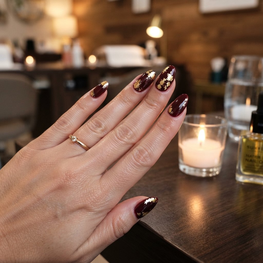 22 Cute Fall Nail Designs Everyone Will Love 19 Burgundy and Gold Nails