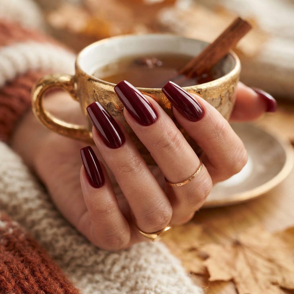 Burgundy Coffin Nails
